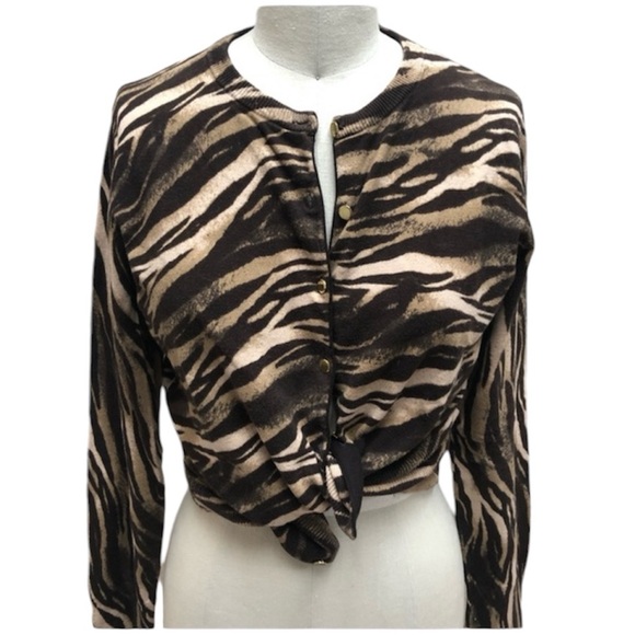Jones New York Animal Print Cardigan - Picture 1 of 5